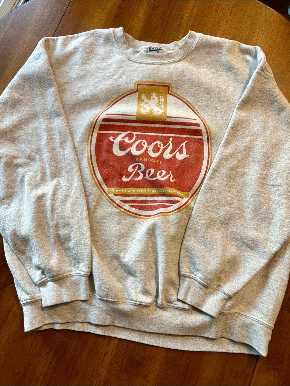 Vintage Inspired Coors Banquet Beer Graphic Crewneck Sweatshirt - Light Gray